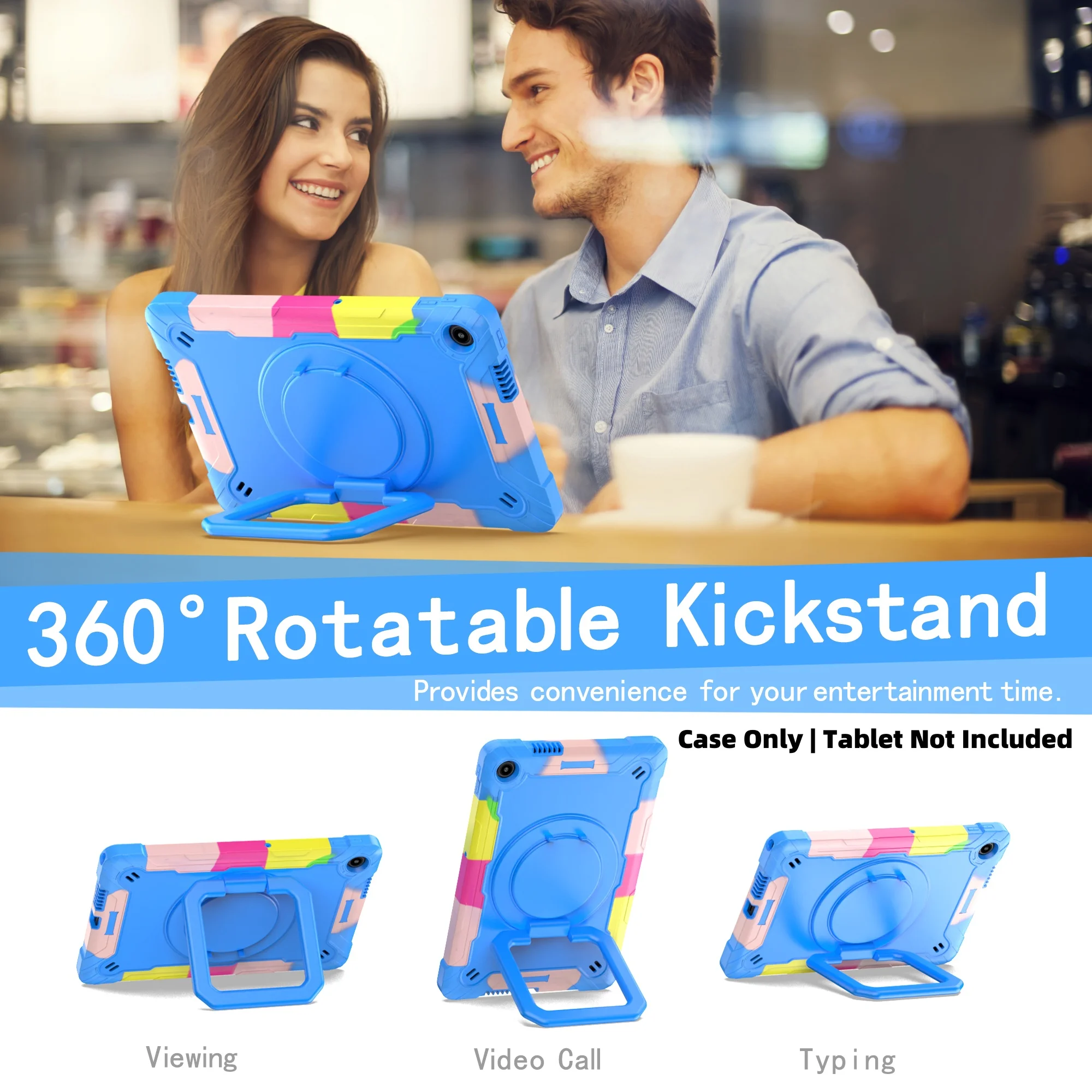 Shockproof Heavy Duty 360° Rotating Tablet Case with Stand and Shoulder Strap