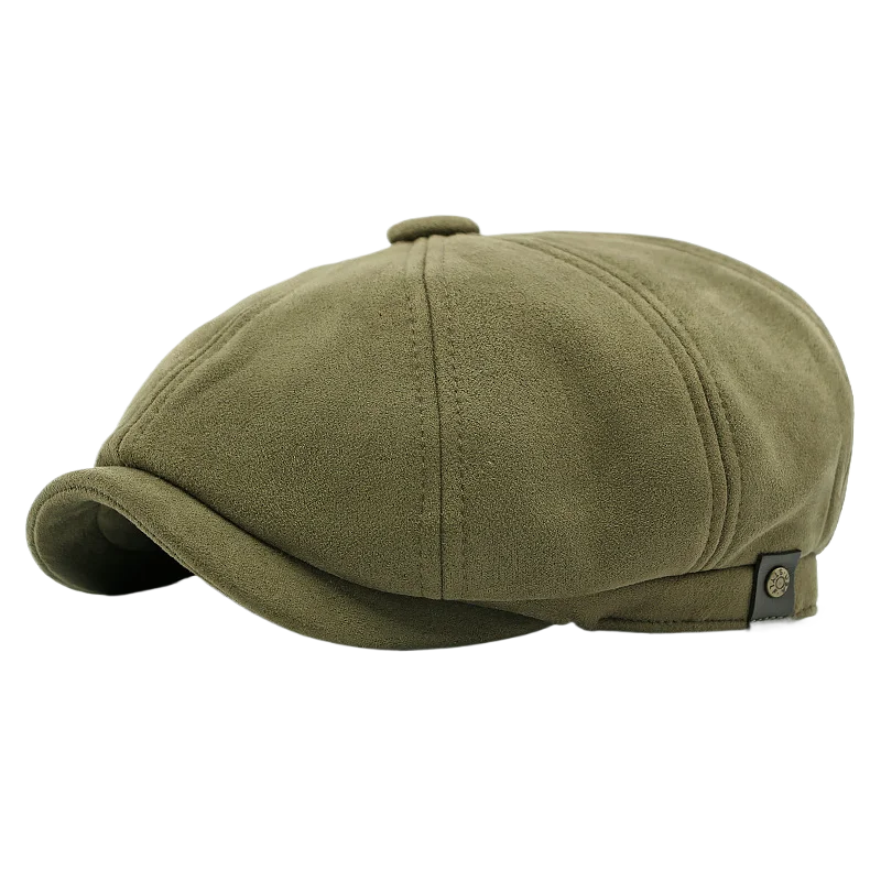 Men Beret Hat Suede Fabric Adjustable Newsboy Hats Cabbie Gatsby Cap Driving Flat Bonnets