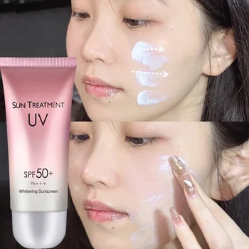 화이트닝 선스크린 크림 프로텍터, 페이셜 선블록 SPF50 + 젤 아이솔레이션 로션 크림, 페이셜 표백 모이스처라이저 크림, 60ml