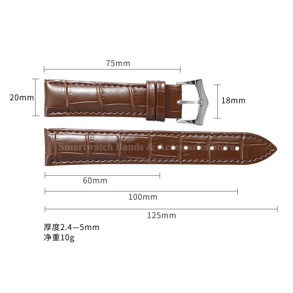 Premium Calfskin Leather Watch Strap with Steel Buckle
