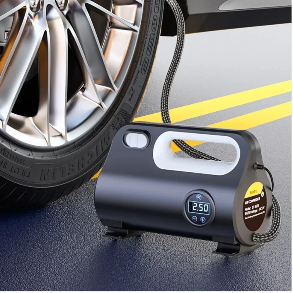 Pompa Elettrica Portatile Per Gonfiare Palloni, Bici E Gonfiabili - Doppio Cilindro, 12psi, Con Torcia LED