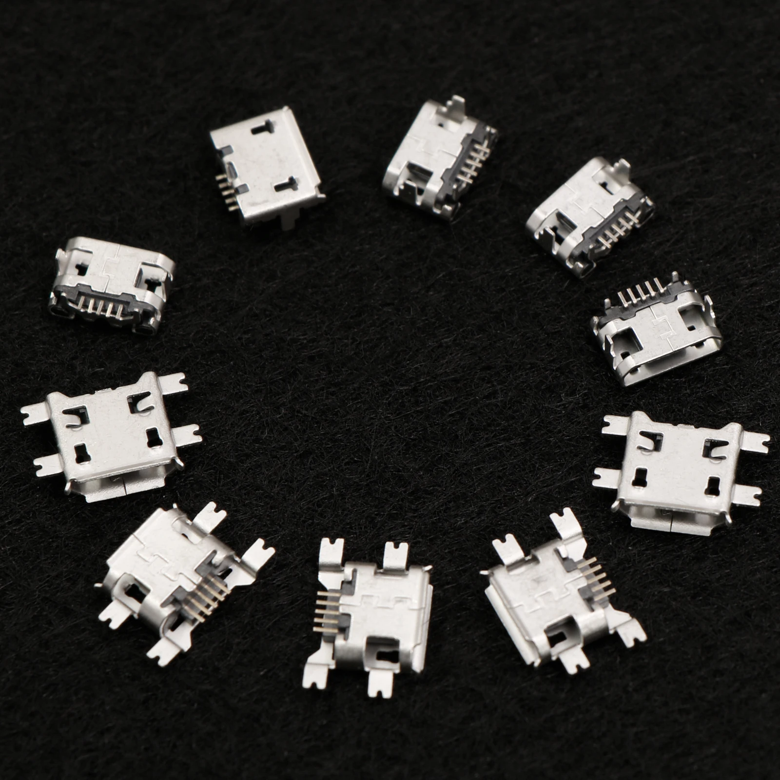 5 Pin SMT Socket Connector Micro USB Type B Female Placement 50/60Pcs 12 Models SMD DIP Socket Connector For PCB DIY Charging