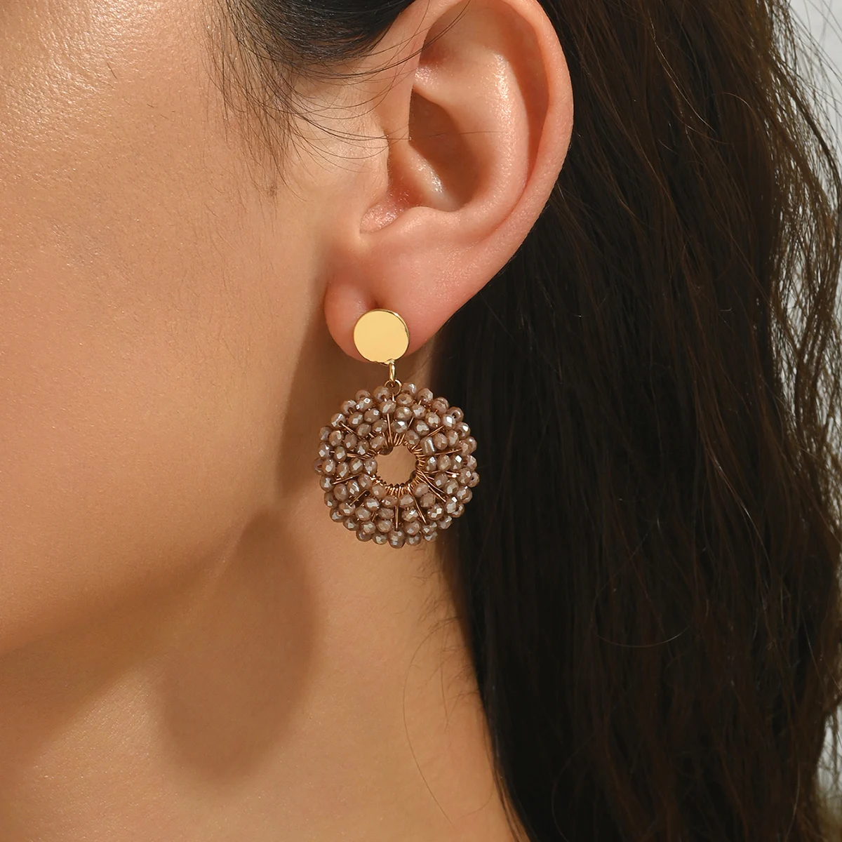 Women’s Handmade Round Bead Earrings – Minimalist Elegant Drop Jewelry