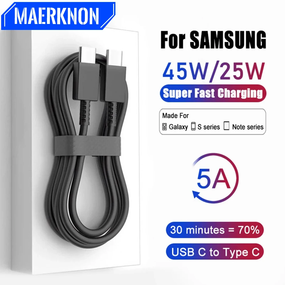 Кабель USB Type C к USB C длиной 1 м для Samsung Galaxy A52 A51 A71 5G S23 Ultra S22 S20 S10 S9 Note 8 9 + кабель для быстрой зарядки и передачи данных
