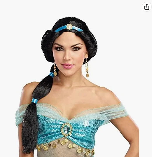 willekeurig Nederigheid Plaats New Jasmine Cosplay Costume Wig Black Long Hair Aladdin And The Magic Lamp  Role Play Halloween Braided Hair+wig Cap - Cosplay Costumes - AliExpress