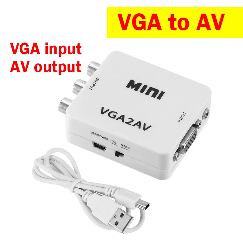 High-Resolution Mini HDMI to VGA with Audio Out Adapter