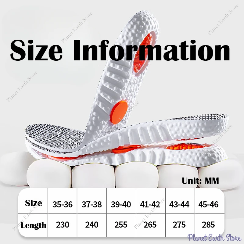 Size 35-46 1Pair Sport Shock Absorption Insoles Soft Breathable High-elasticity Shock Absorption Running Shoe Massage Pad Unisex