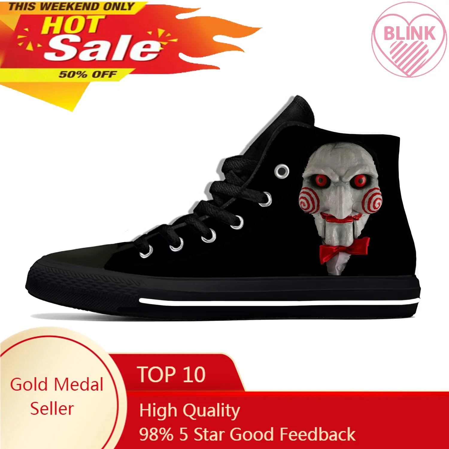 

Movie Horror Scary Saw Billy Puppet Jigsaw Casual Shoes Breathable Men Women Sneakers High Top Lightweight Summer Board Shoes