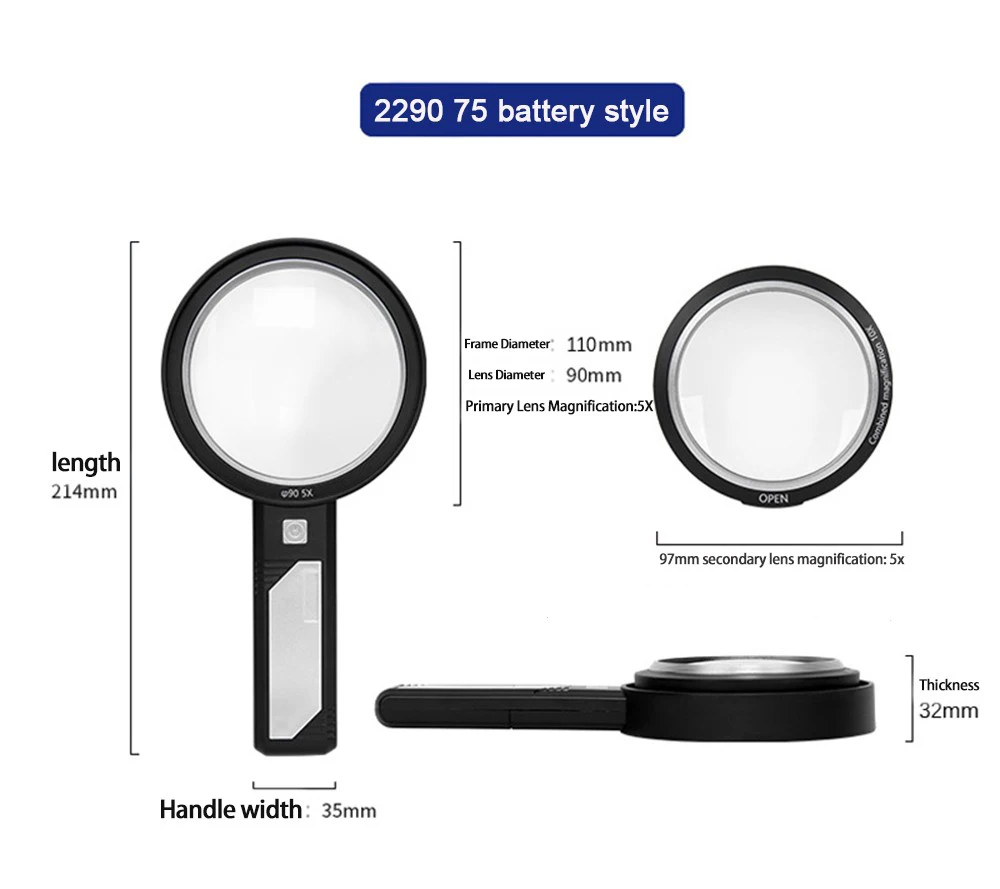 Magnifying Glass with Light, 30X Handheld Large Illuminated Magnifiers, Reading Magnifying Glass with for Seniors Read, Coins, Stamps, Map, Inspection