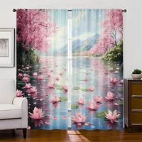 2pc,  Drapes Floating green leaves Machine Washable Fabric,Without Electricity Holiday Decorations Suitable for Bedroom Office 2