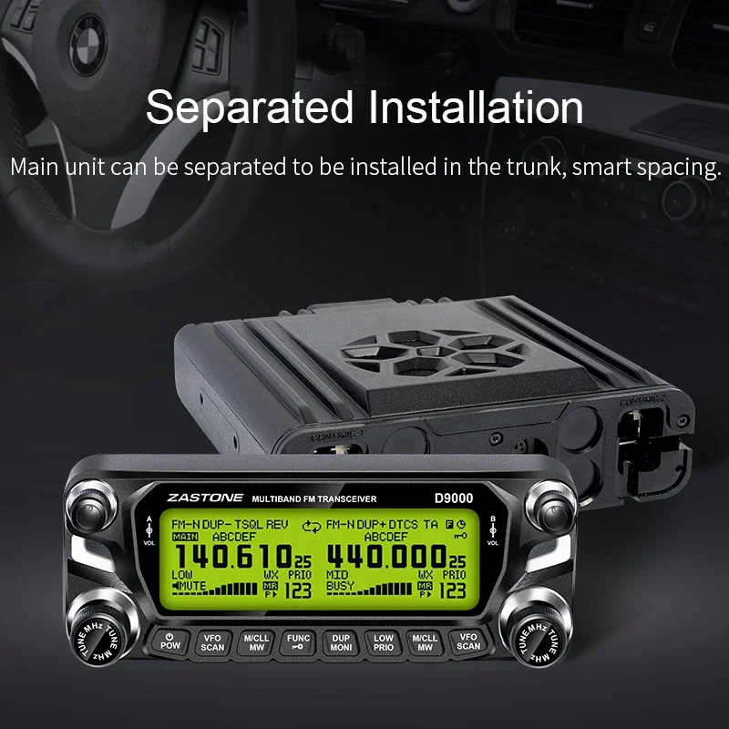 2023 Zastone D9000 50W Car Walkie Talkie 50km Dual Band U/V Mobile 