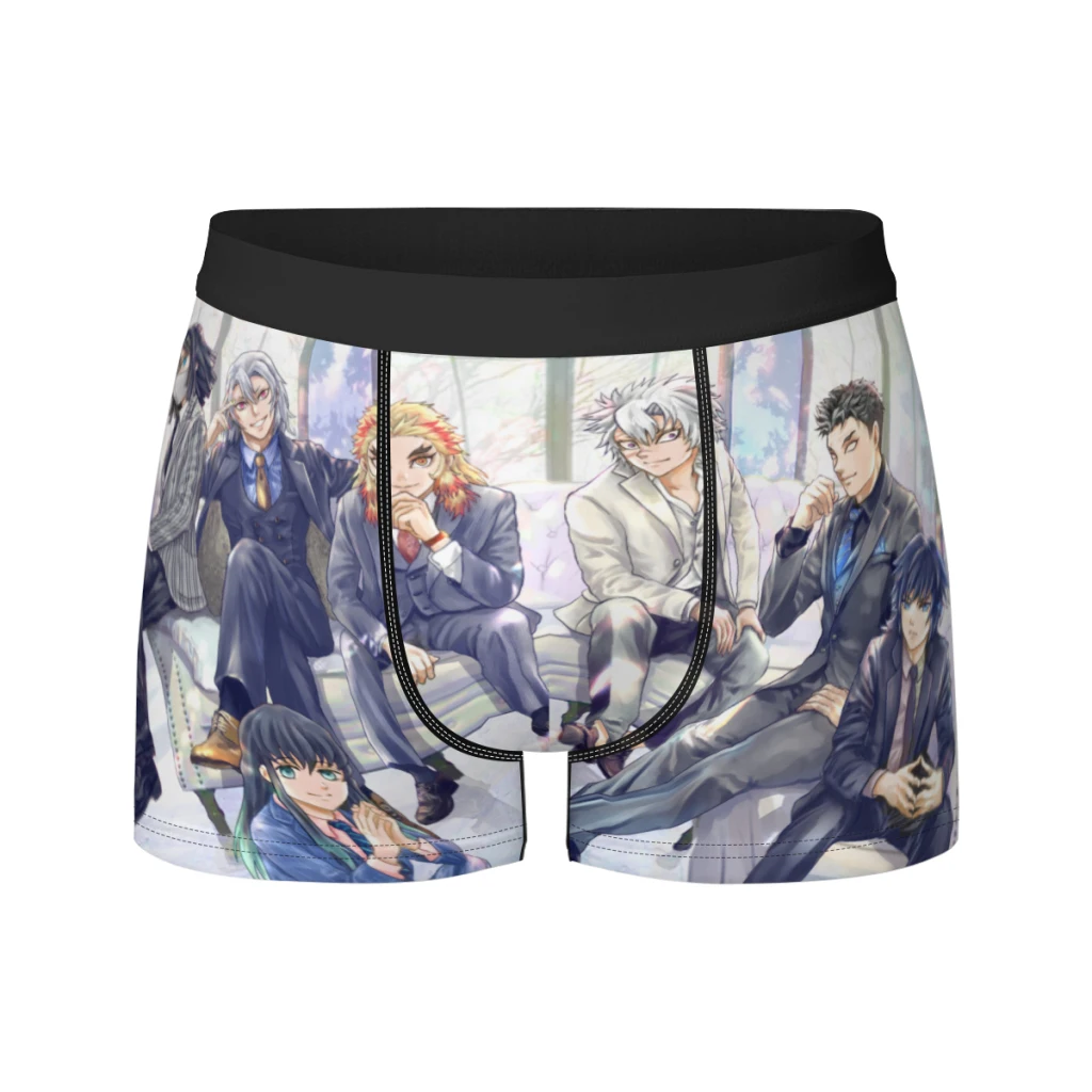 Ropa interior para hombre de seda de leche con diseño gráfico de Demon Slayer, bóxer para hombre, calzoncillos para hombre, calzoncillos tipo bóxer cortos