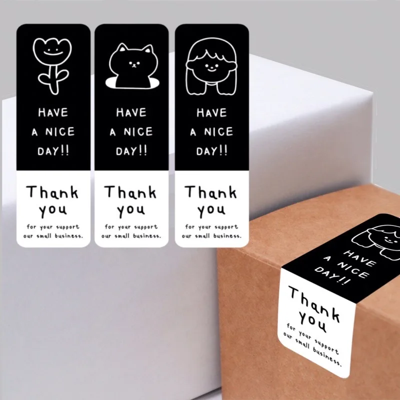 

30pcs/pack Thank You For Small Business Stickers Have A Nice Day Decorative Labels For Bakery, Handmade Goods Package Stickers