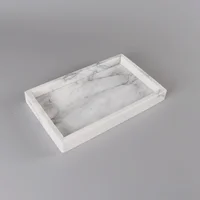 Hotel Model Room Bathroom Tray Cake Tray Home Cosmetics Cloud White Splicing Natural Marble Stone Square Tray 2