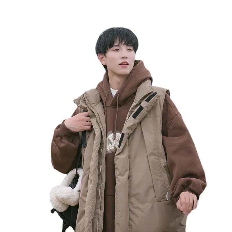 Autumn Winter Cotton-Padded Jacket Vest Men's Loose-Fit Sleeveless Shoulder Vest Thickened Warm Stand Collar Motorcycle Rider Ve
