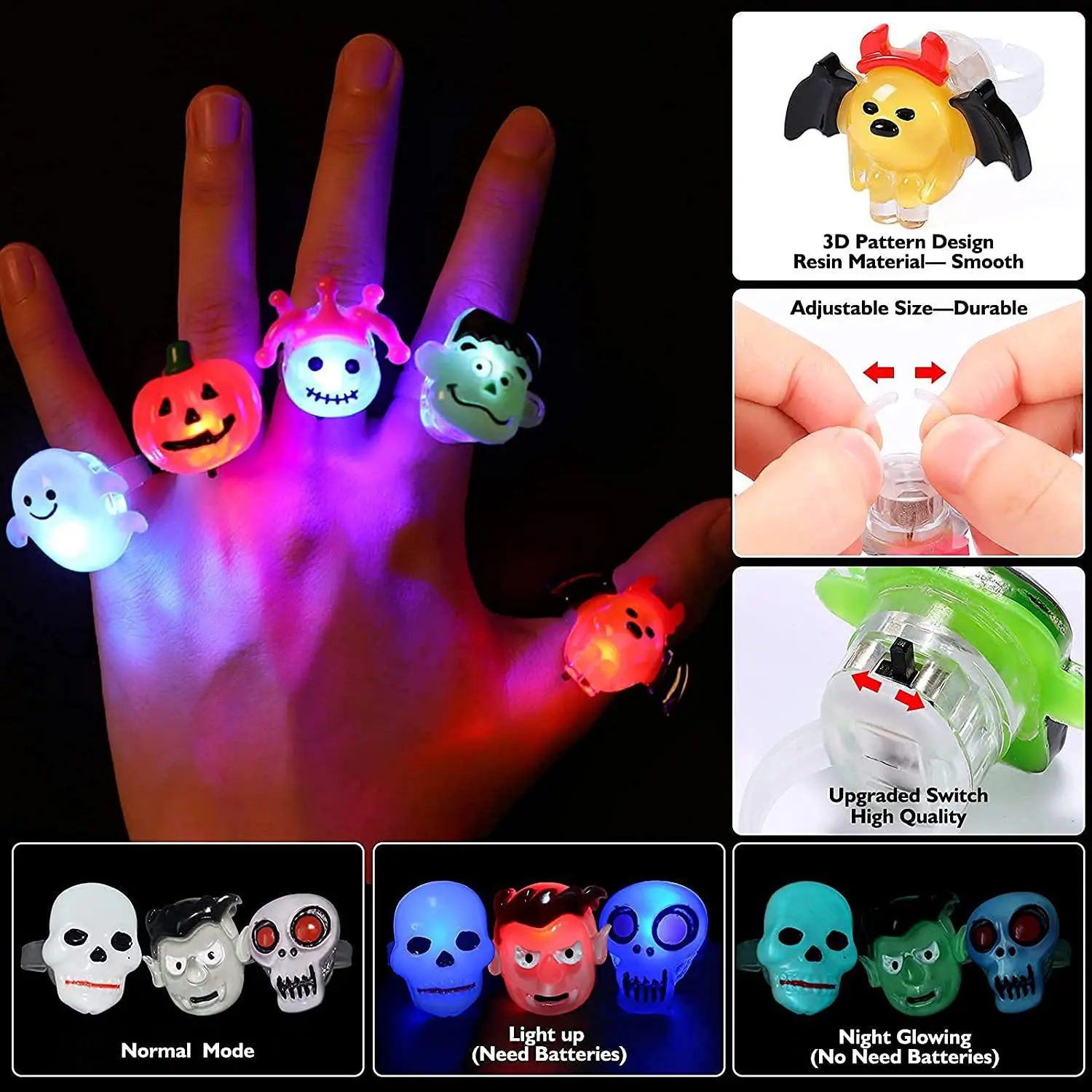 LED-Light-Up-Ring-for-Kids-Halloween-Birthday-Party-Favors-Flashing ...