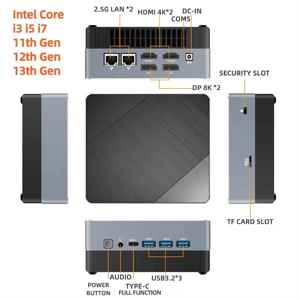 ZXIPC mini PC počítač herní AMD ryzen7 4800H R5 5500U intel jádra i7 1165G7 i5 1335U CPU okna 11 pro NUC úřad DDR4 nvme