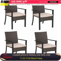 Outdoor Patio Rattan Wicker Chairs Set, Outdoor Patio Wicker Rattan Dining Chair Set of 4, 4 Woven Rattan Wicker Patio Chairs 1