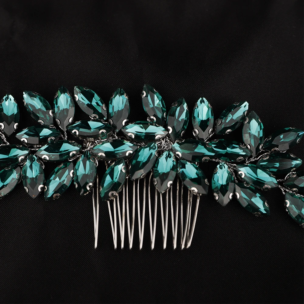 Sa7cda934961c47599232f7ad3dd7b0cfJ Fashion Rhinestone Hair Comb for Bridal Headpiece 9 Color Wedding Hair Accessories Women Handmade Tiara Headdress Party Headwear Mallzona