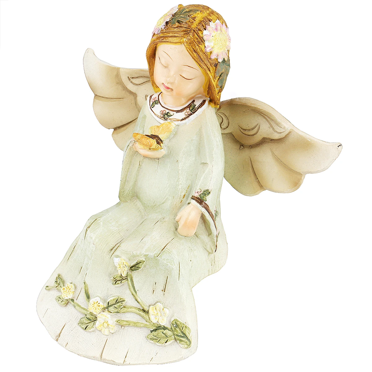 Lovely Angel Girl With Guardian Wing Figurines Hand Carved Resin Statue Mini Sculpture For Religious  Ornaments Home Decoration