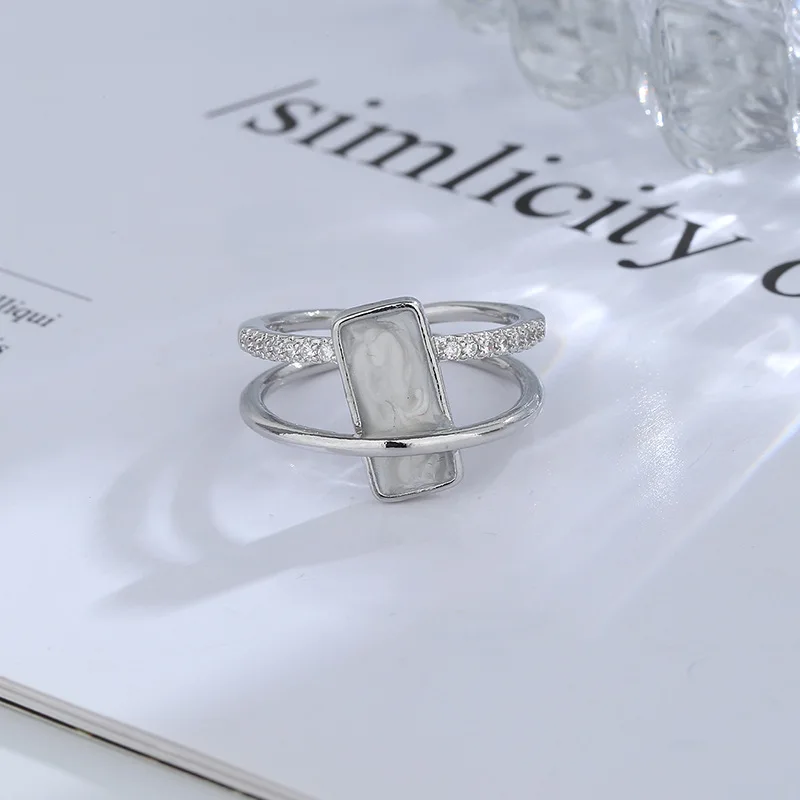 925 Sterling Silver Double Layer Water Drop Ring for Women - Detail View 25
