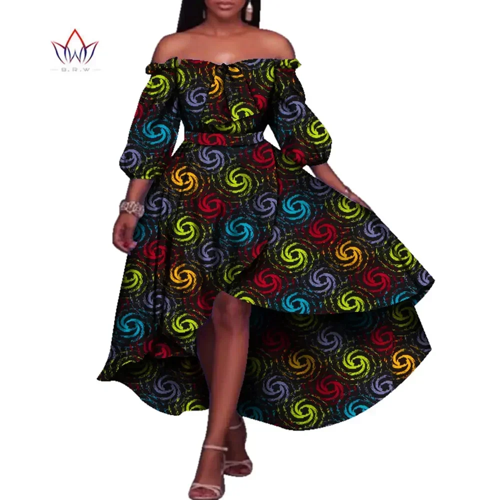 Vestido Africano De Manga Larga Para Mujer - Estampado Floral, Corte Sexy, Ideal Para Fiestas