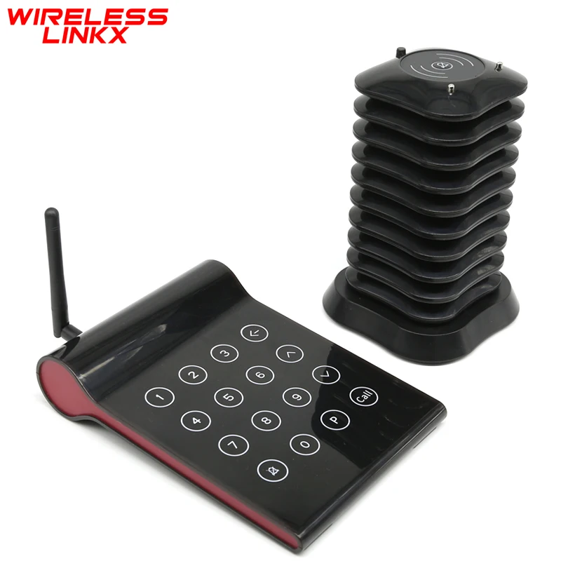 Wireless Restaurant Pager System Coaster Beepers Wireless Calling Paging System Black Buzzers For Cafe Church Clinic Food Court