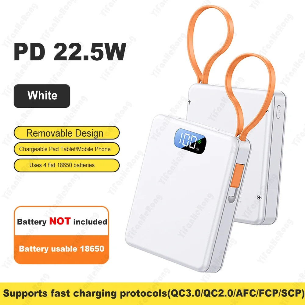 Kit Power Bank Fai-da-te L10 Per 10 Batterie 18650 – Doppia USB, Ricarica Rapida 22.5W, Display LCD