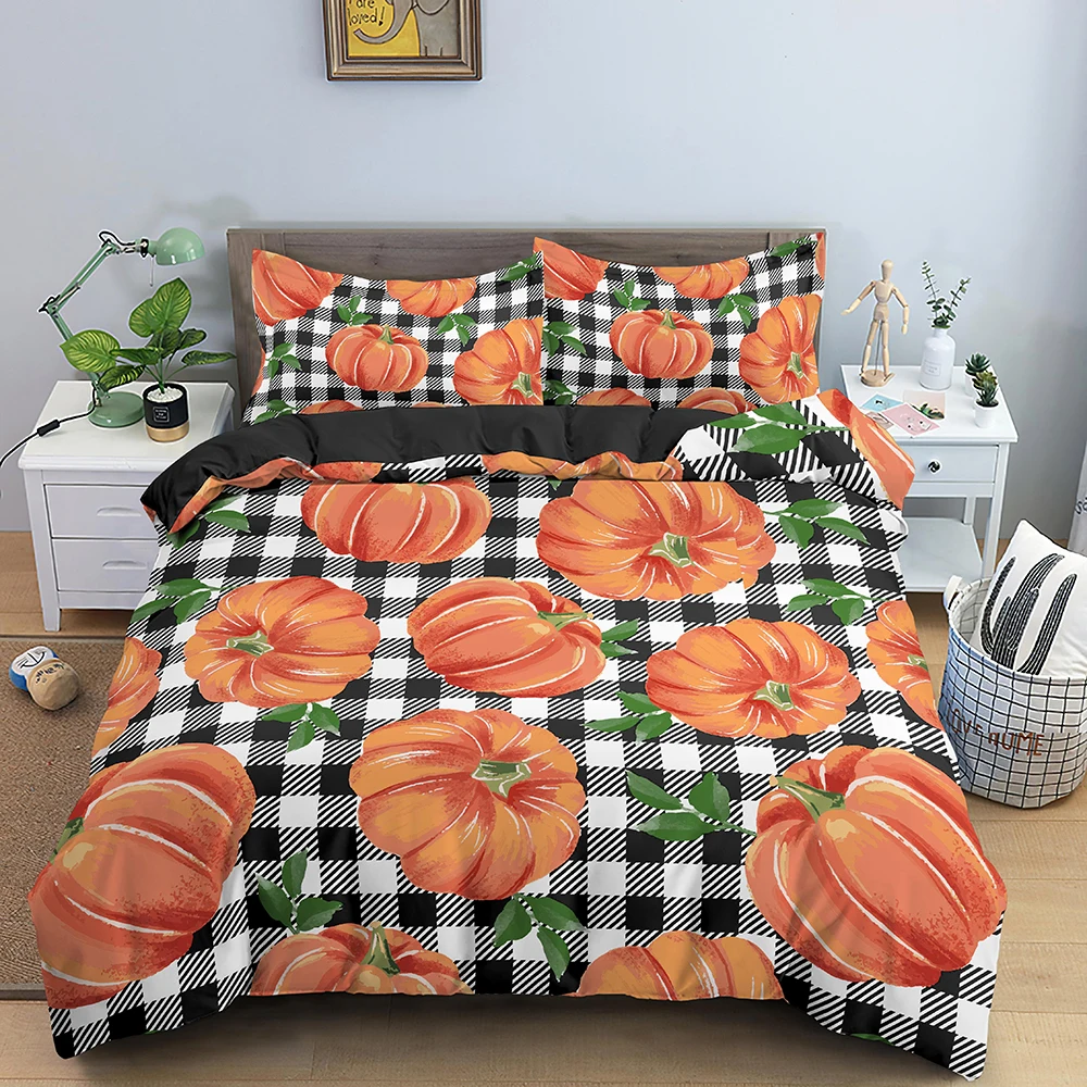

Pumpkin Bedding Set Halloween Decor Duvet Cover Set Bed Set Duvet Cover with 2 Pillowcase Comforter Bedding Sets Twin Queen