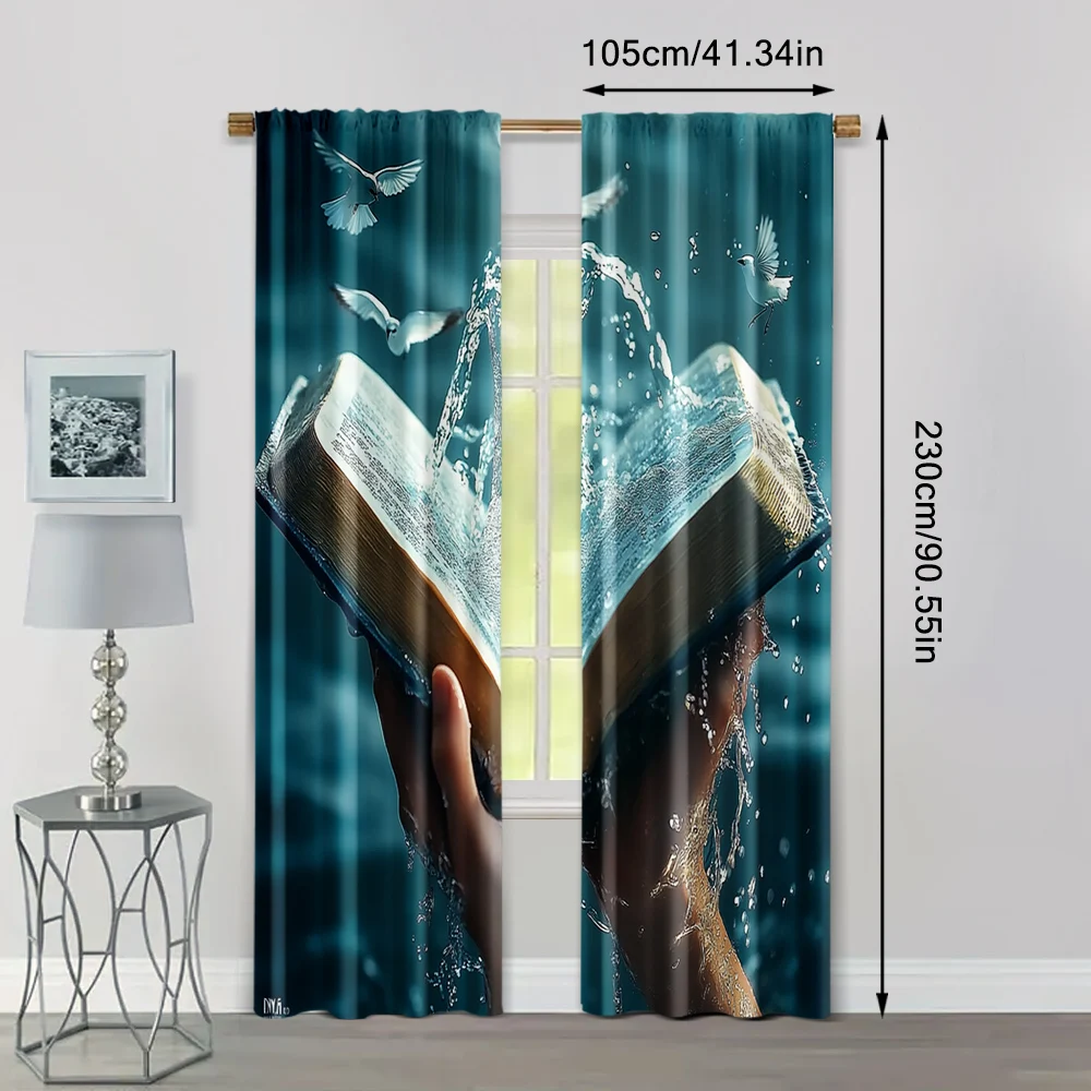 2pcs, Curtain Set 2D print inspirational bible Versatile Durable Polyester (without rod) Stuff Clearance for Kitchen Living Room 4