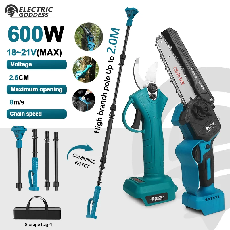 Electric Goddess Brushless For Makita 18V Battery Electric Pruning Shears Chainsaw Portable Cordless Combination Gardening Tool