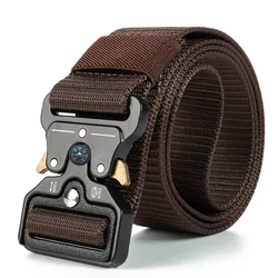 Compass Men's Luxury Outdoor Tactical Multi-Function Combat Survival Belt - High-Quality Canvas Nylon - 120cm (Compass coffee)