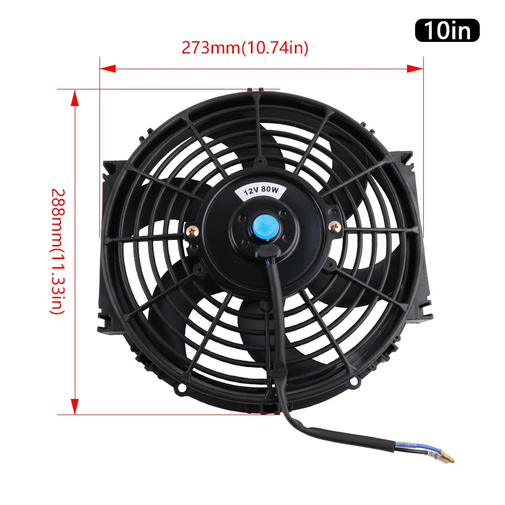 Electric fan car fan universal 7/9/10/12 Inch 12V 80W 2100RPM car air conditioning electronic radiator cooling fan blade electric cool mounting kit