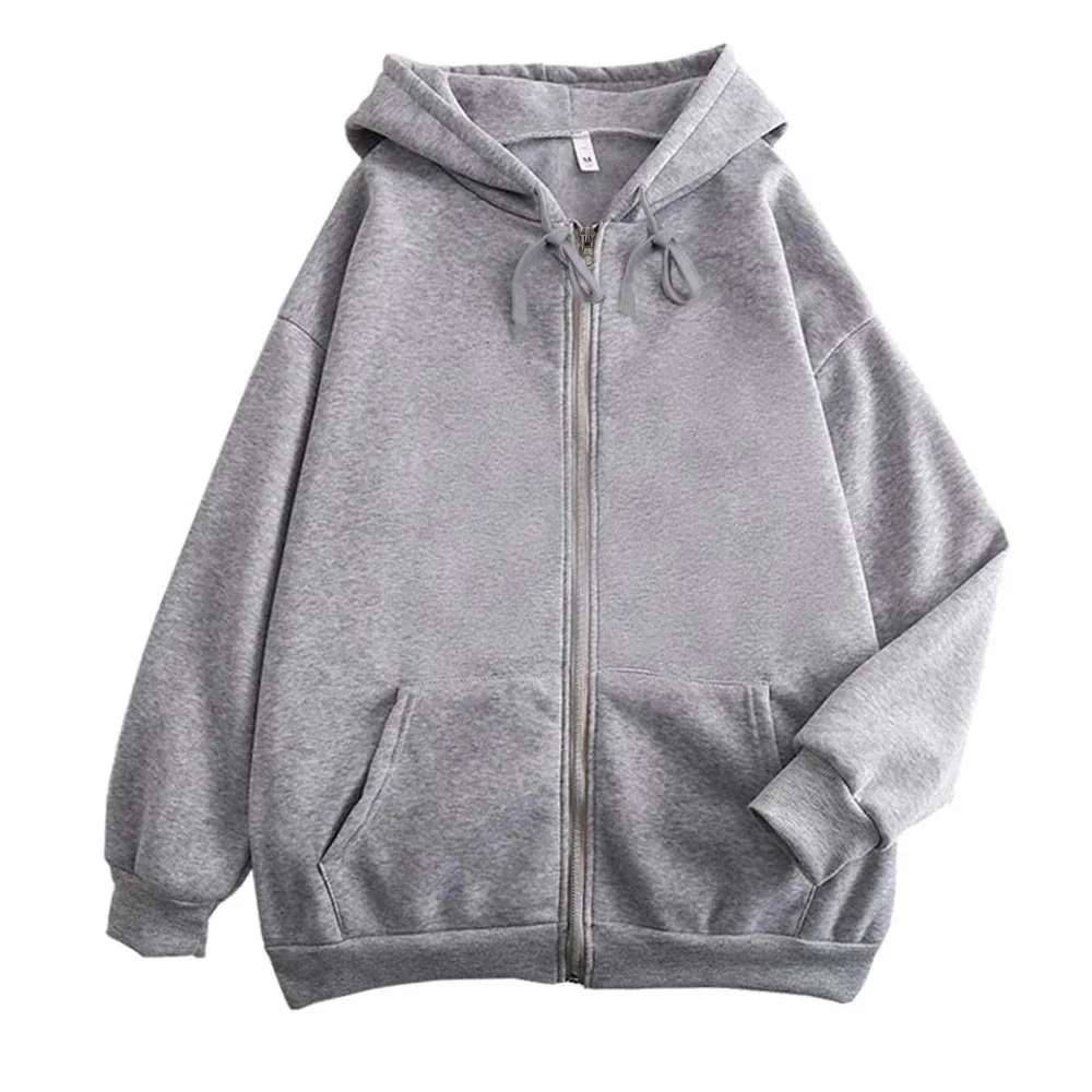 Men's Solid Color Zip-Up Hoodie - Casual Long Sleeve Jacket with Hood