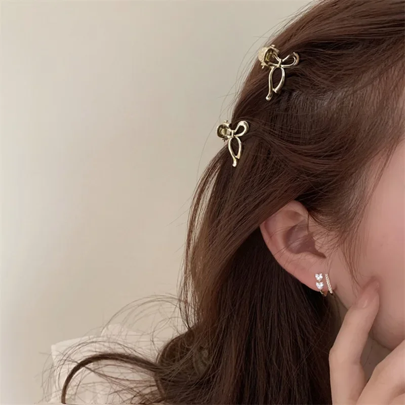 1/2pcs 공주 머리 미니 작은 활 클립 금속 헤어 액세서리 깨진 머리 앞머리 클립 사이드 헤드 클립 여름 머리 장식