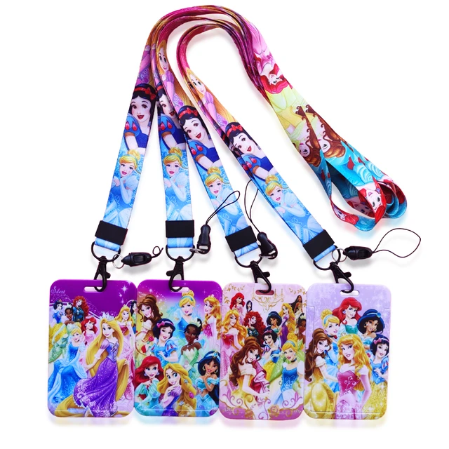 Disney Princess ID Card Holders Lanyard Anime Women Credit Card