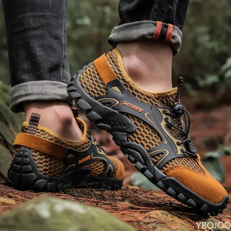 

Мужские Нескользящие дышащие сандалии, повседневные Летние походные сетчатые уличные туфли, большие размеры 38-50, 2022