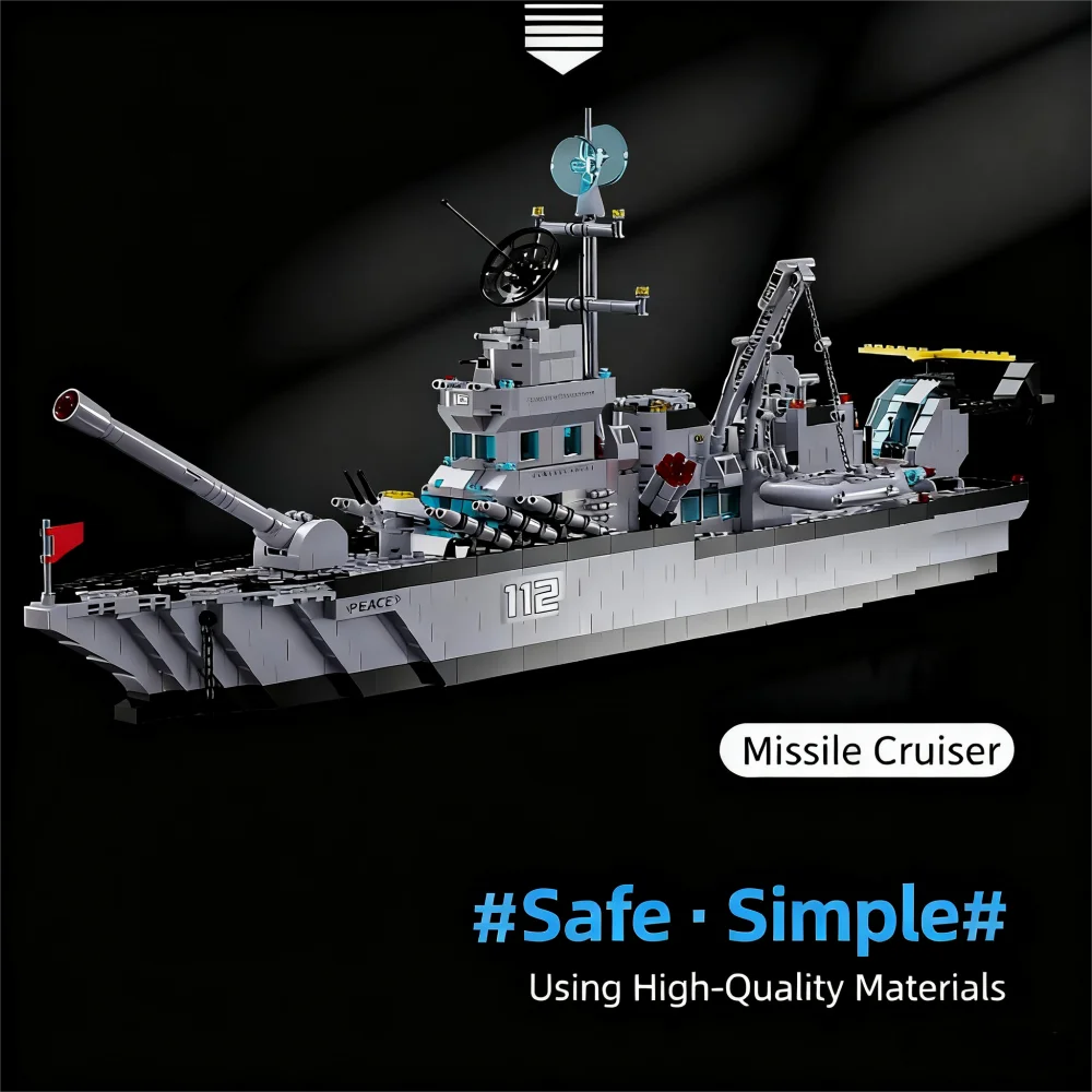 6 in 1 Navy Warship Building Blocks, 1560PCS Military Army Ship Model Set, Educa