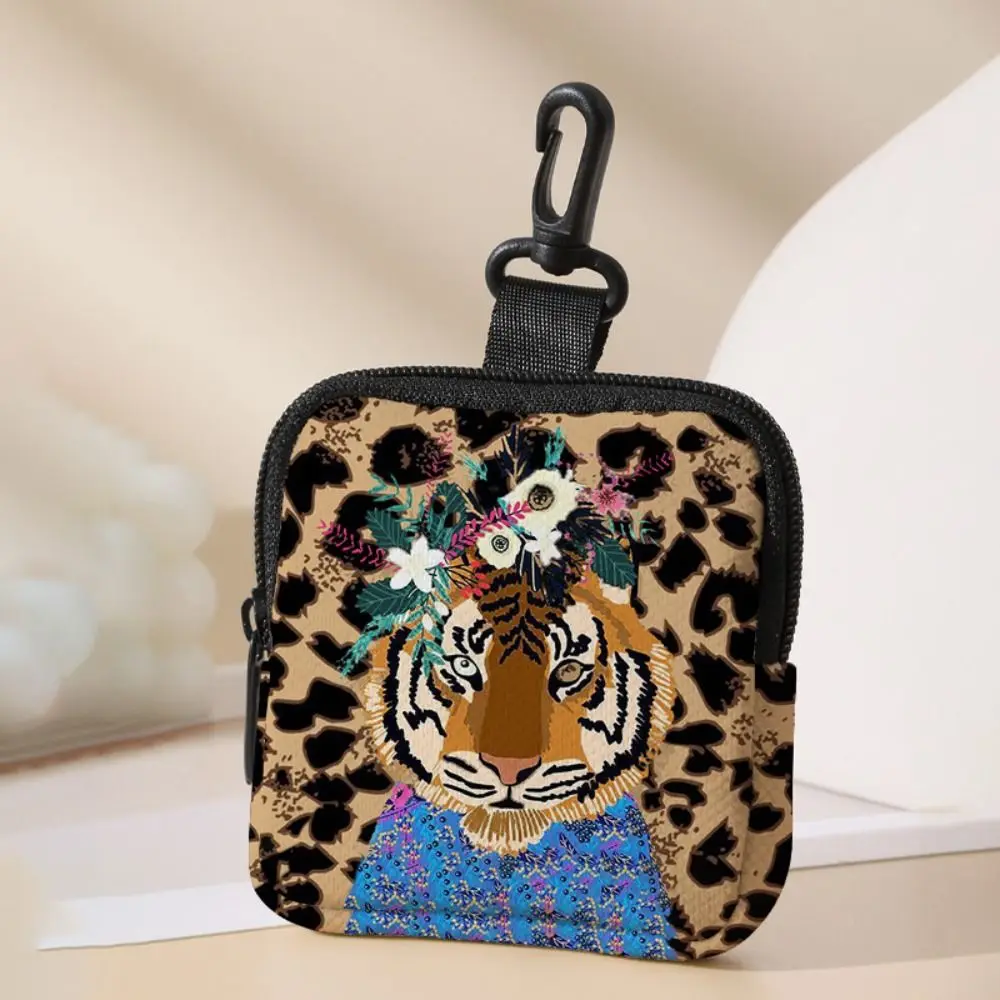 Trendy Tiger Leopard Print Coin Purse Waterproof Multifunctional Wallet Mini Earphone Bag