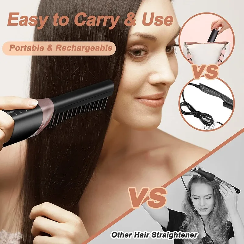 

USB Wireless Charging Straight Hair Comb Multifunctional Straight Hair Straightener MCH Fast Heat Clip Electric Curler