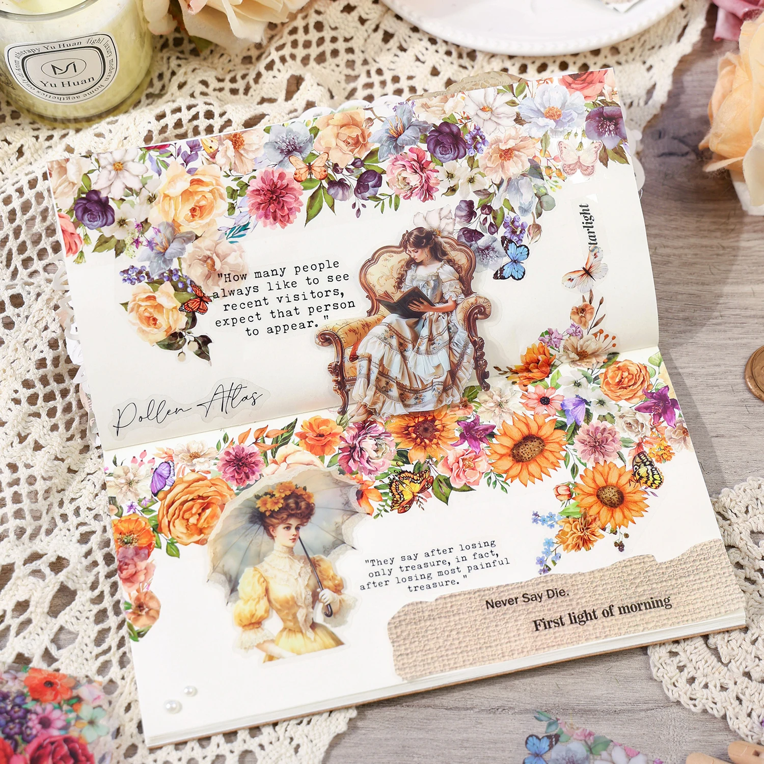 50mm*2m Flowers Tapes Roll PET Aesthetic Stationery DIY Scrapbooking Collage Junk Journal Craft Decor Tapes 6