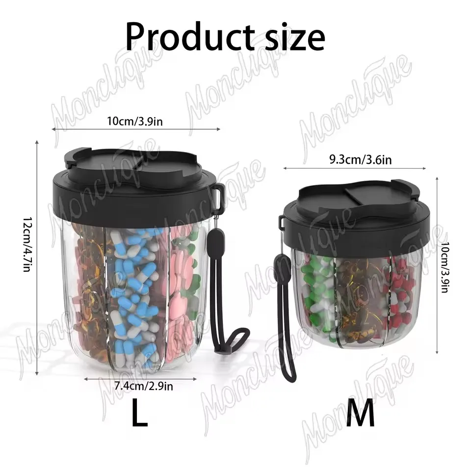 7 Large Compartments Pill Cup Bottle Organizer Supplement Pill Dispenser for Vitamins Travel Container Storing Pill Box Bottles