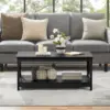 Wood 2-Tier Black Coffee Table with Storage Shelf for Living Room, X Design Accent Cocktail Table, Easy Assembly Home Furniture 4