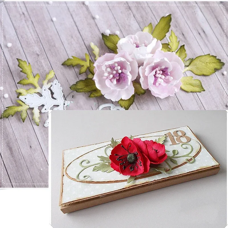 Flowers and Leaves Foliage Metal Cutting Dies for DIY Scrapbooking Album Decorative Crafts Embossing Paper Cards Making 2022 New