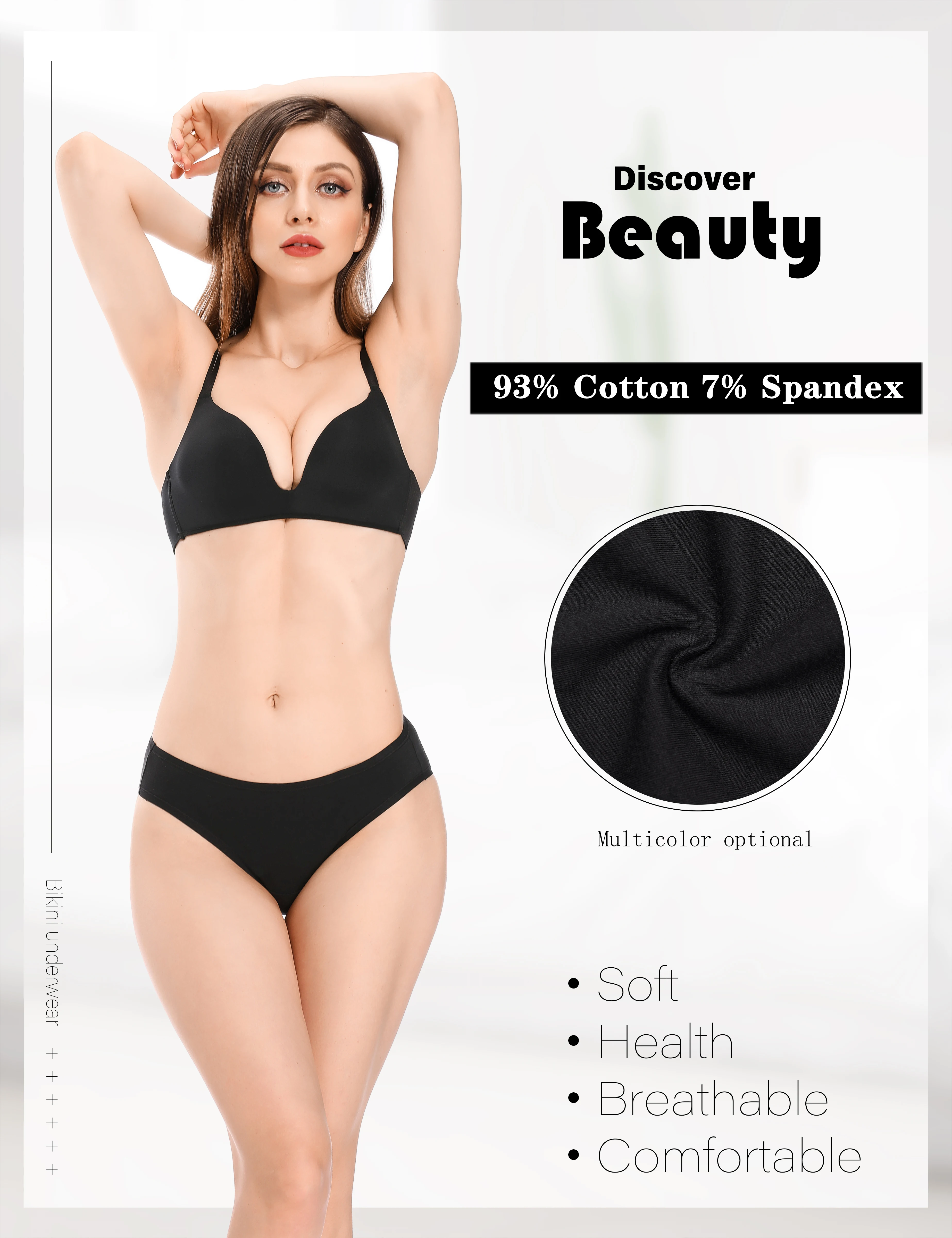 Biancheria intima da donna a vita alta in cotone elasticizzato