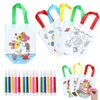 5-20pcs DIY Non-woven Fabric Graffiti Bag with 6-color Mini Pen Reusable Birthday Party Gift Bag Painting Drawing Goodie Bags 3