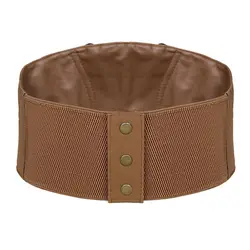 Vintage Girl Gift Pu Leather Punk Solid Color Wide Elastic Corset Women Cummerbund Wide Belt High Waist Belt Slimming Body Belt