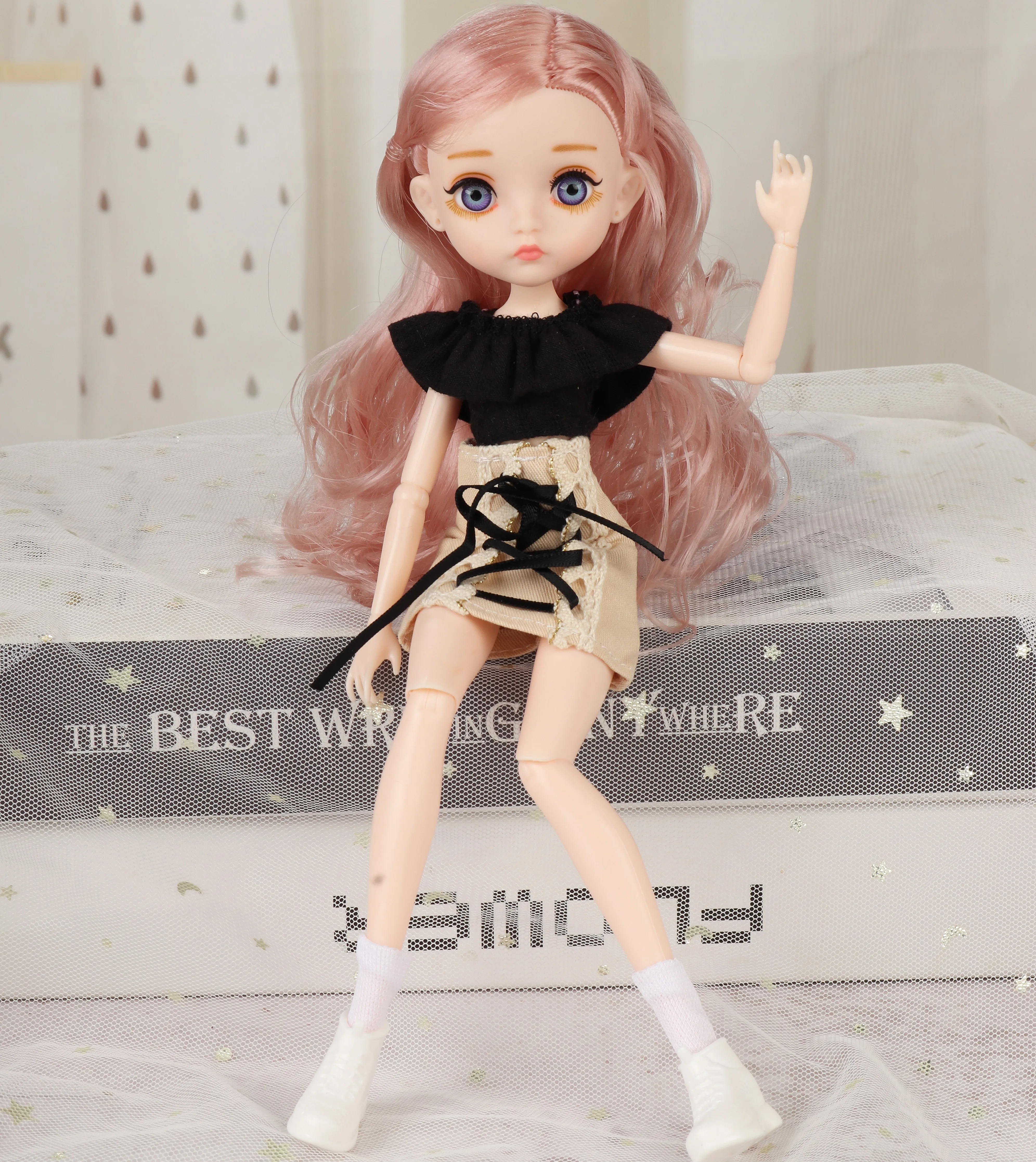 BJD1/6 30cmDoll Multicolor Hair Eye Handmade Madeup Moveable Joints Doll Gift For Girl With Fashion Clothes Shoes DIY Trend Toys
