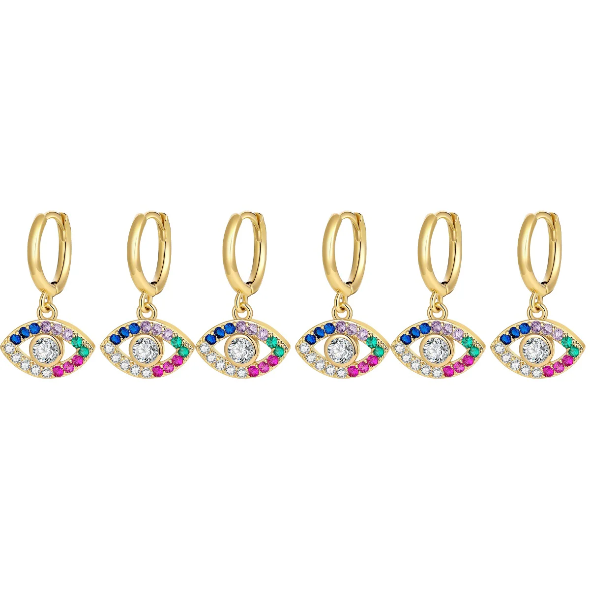 

3 Pairs Eye Earrings Drop Pendant Charm Wedding Gift Alloy for Women Miss Crystal