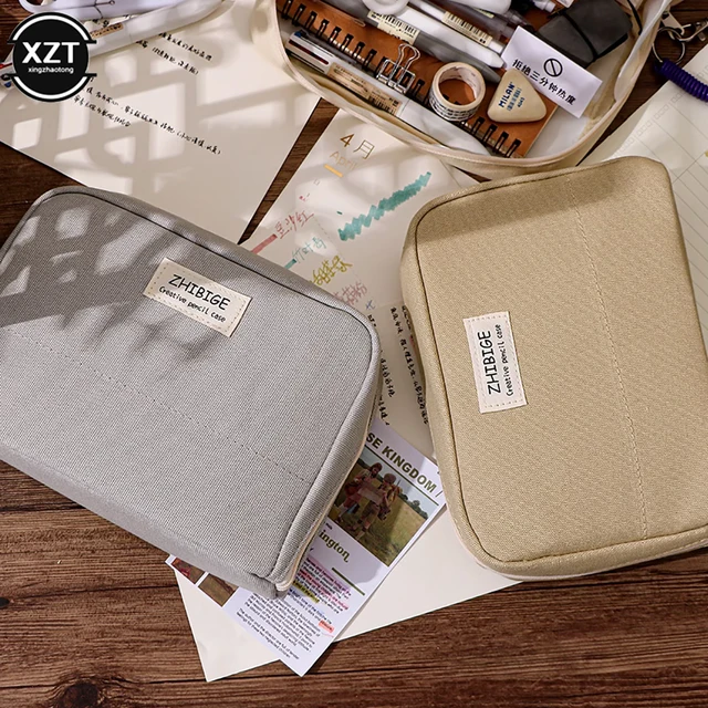 Nagy Kapacitású Ceruza Tok Rózsaszín Esztétikai Iskolai Box Levélpapír -Ellátás Zsák Cipzáras Tasak Iskola Kellékek - Image 4